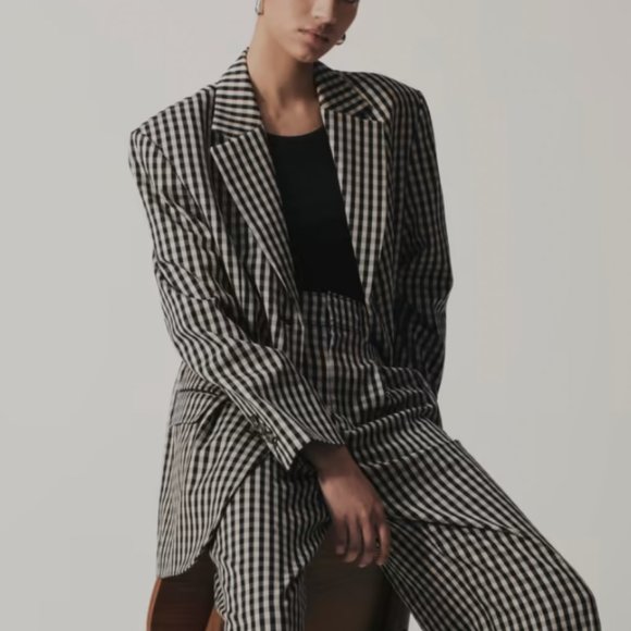 Everlane, The '80s Blazer, Khaki / Black, 4/6 - Picture 4 of 6